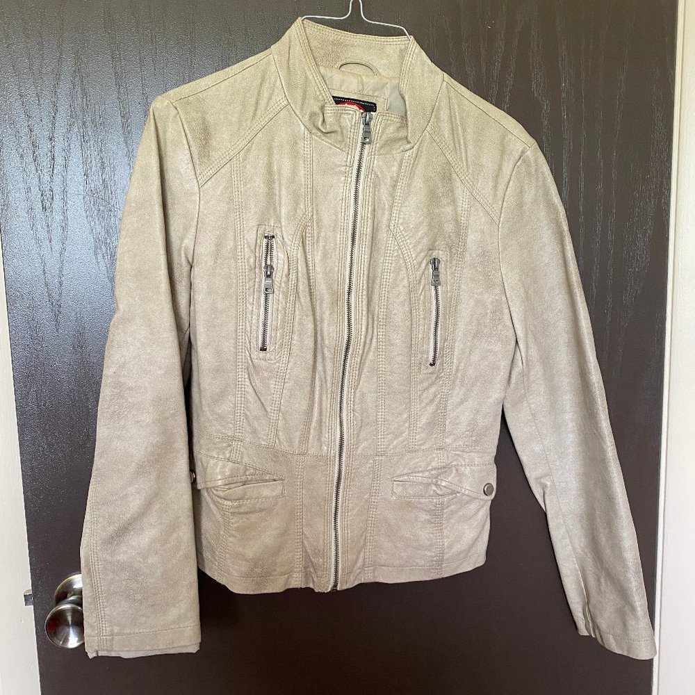 Cream Color Leather Jacket